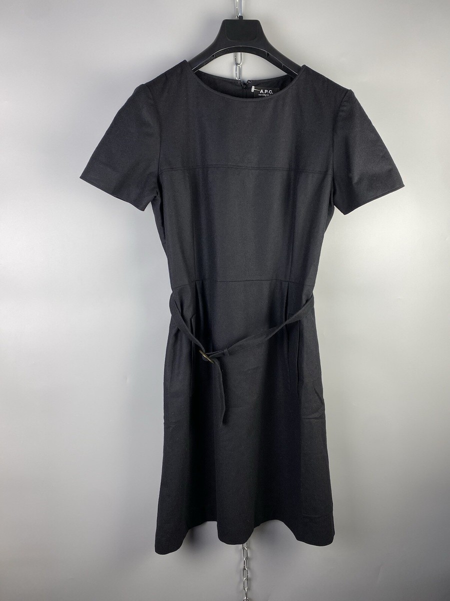 apc black dress A.P.C. Womens Black Cotton Shift Dress Sleeveless Henley Button Short Size XS