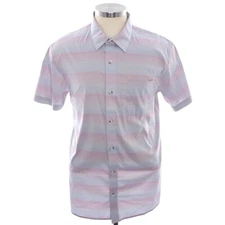 Travis Mathew Increments Heather Microchip Gray Striped Button Shirt Mens Large