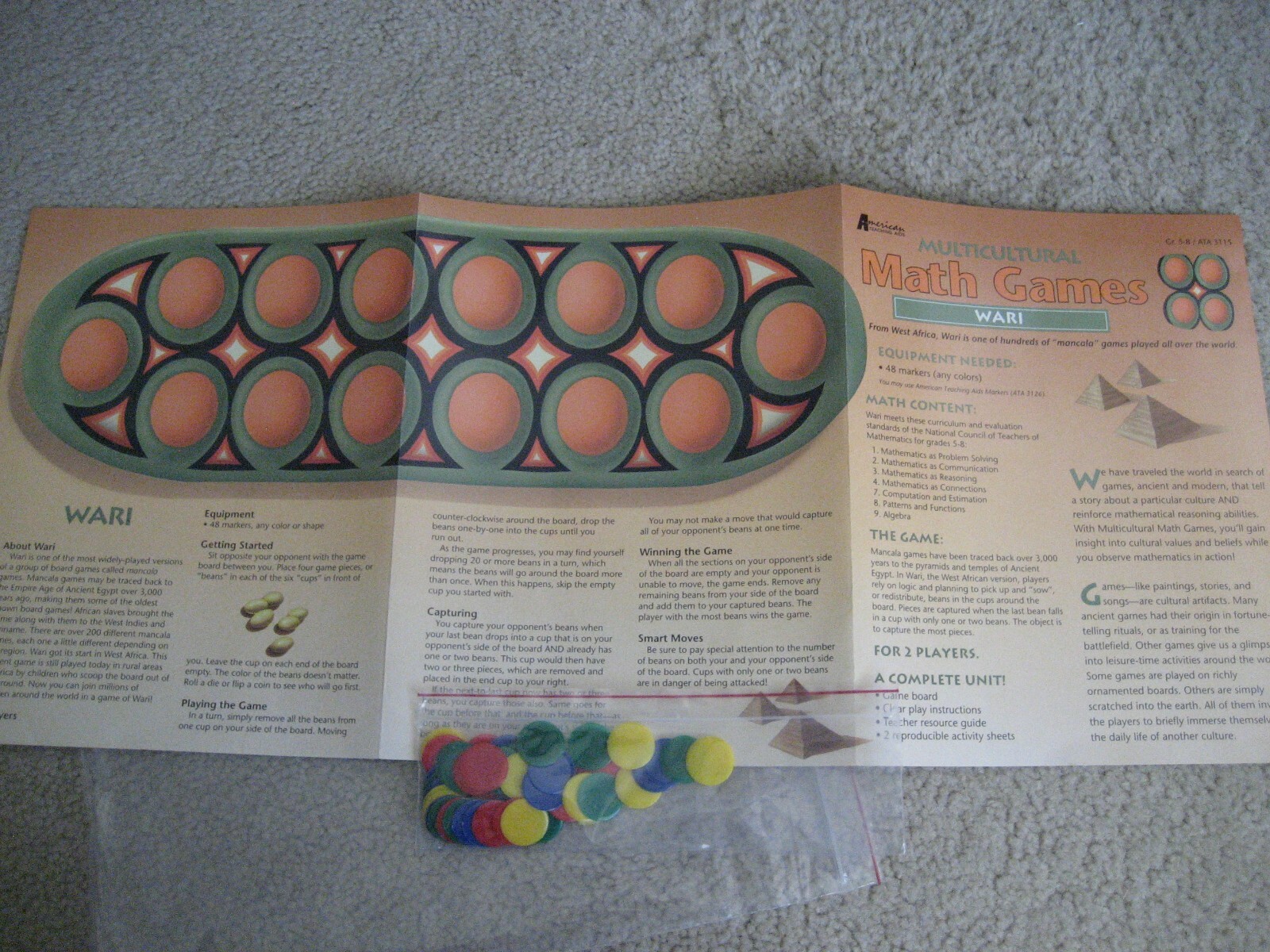 WARI African Game AMERICAN TEACHING AIDS Multicultural Math Game NCTM Grades 58 eBay