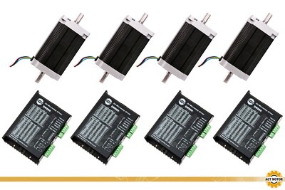4Axis Nema 34 Stepper Motor 1600 oz.in  14mm 3.5A Dual Shaft&Drive control DM860