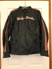 Womens Harley Davidson Vanocker Leather Jacket Xl Black W/orange Nwt