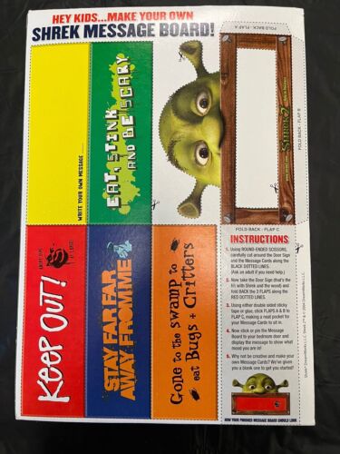 Vintage Shrek's (nicht Esel) Müslischachtel General Mills 2003 Top Zustand nicht flach - Bild 2 von 5
