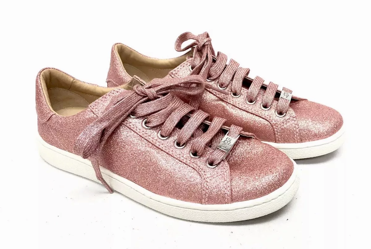 Ugg Australia Milo Glitter Pink Lace Up Sneakers Tennis Shoes