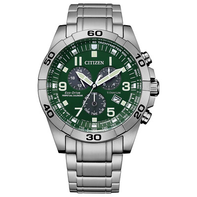 NEW CITIZEN ECO DRIVE CHRONOGRAPH TITANIUM GREEN PERPETUAL CAL. WATCH BL5550-50X