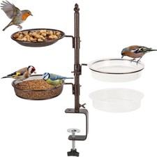 Balcony Porch Deck Railing Bird Feeder - 3 Tray Bath Spa Great for Attracting