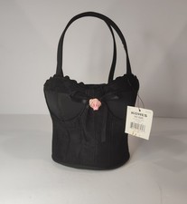 Sonoma Black Lace Bustier Handbag With A Pink Rose