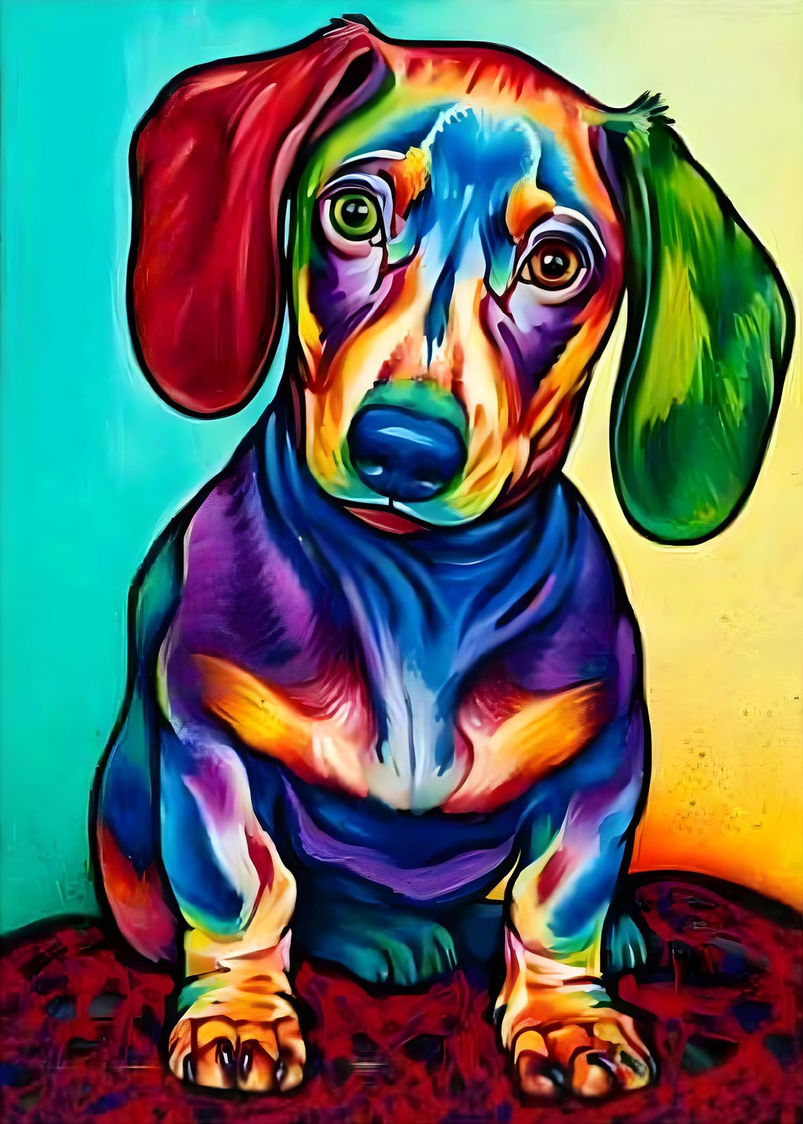 MXJSUA DIY 5D Diamond Painting Kits Round Drill for 12x16in, Sausage Dog