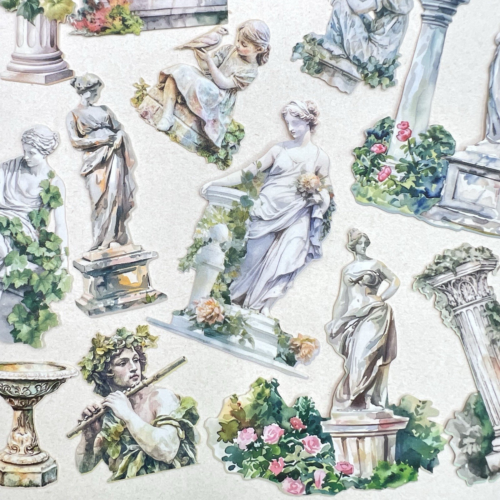 Garden Statue Stickers Junk Journal Collage Scrapbooking