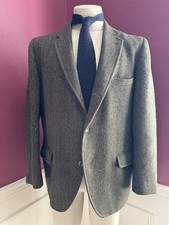 Vintage Harris Tweed Union Made Sport Coat Herringbone Weave 44R