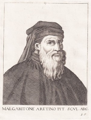 Margaritone d´Arezzo Italian painter sculptor Portrait Kupferstich 1650