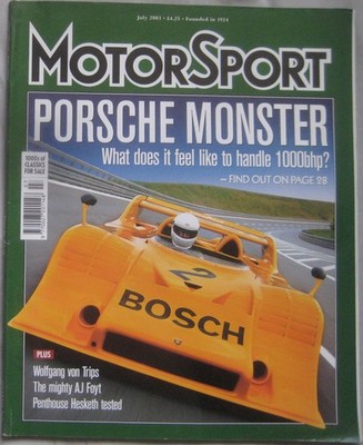 Motor Sport magazine July 2003 featuring Porsche 917/10