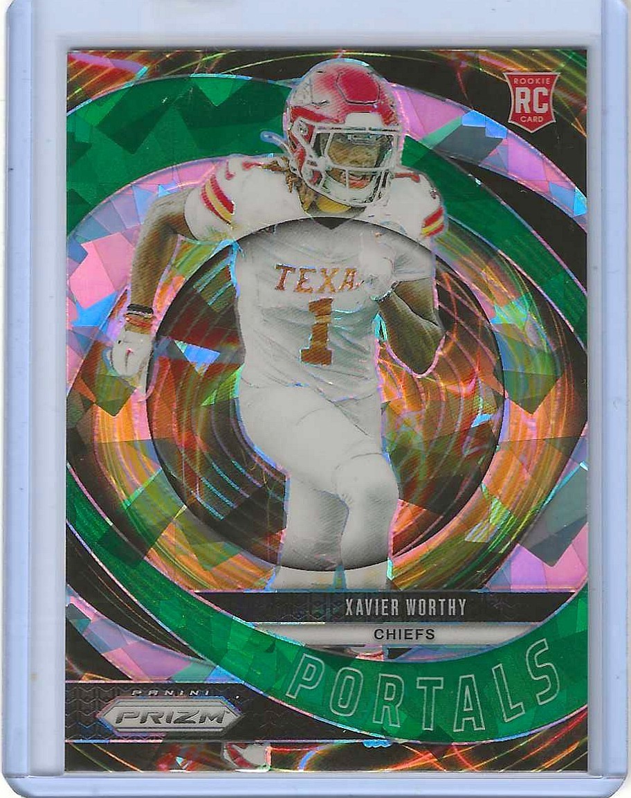 2024 Panini Prizm - Portals Xavier Worthy #10 Green Ice Prizm (RC) (Chiefs)