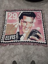 Elvis Presley Collectible 1992 Postage Stamp Blanket Afghan Throw USA