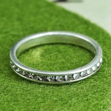 Size 10, vintage sterling 925 silver ring w/ cluster CZ, stackable wedding band