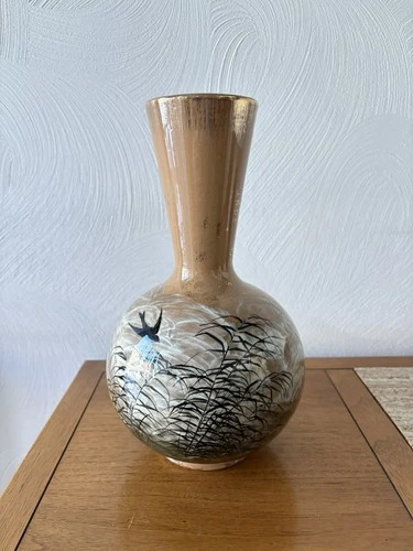 Rookwood tall Limoges style vase with swallows, grasses and clouds, Matthew Daly