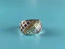925 Sterling Silver Multi Gemstones Ring Size 7