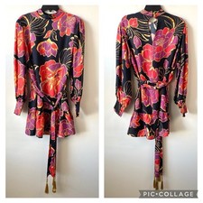 Farm Rio Shiny Chita Mini Dress Black Combo L