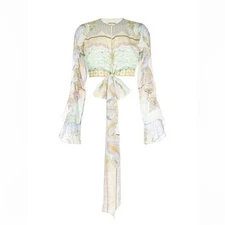 NWT Alexis Ferra Crop Tie Top in Rococco sz small