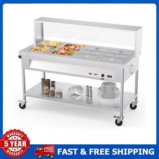 96QT Steam Table Electric Commercial Food Warm 12x8QT 12-Pan w/ Wheel 1500W 110V