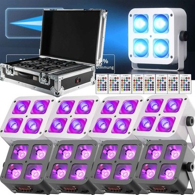 8x LED Par Wiederaufladbares Mit Case RGBWAUV Akku DMX Bühnenlicht Bar Show APP