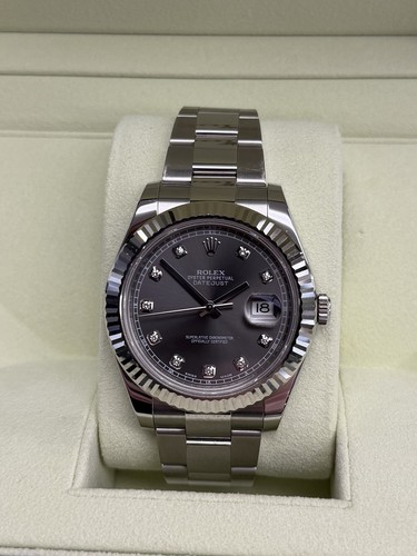 Rolex Datejust II Rhodium Diamond Dial 41mm Automatic Watch 116334