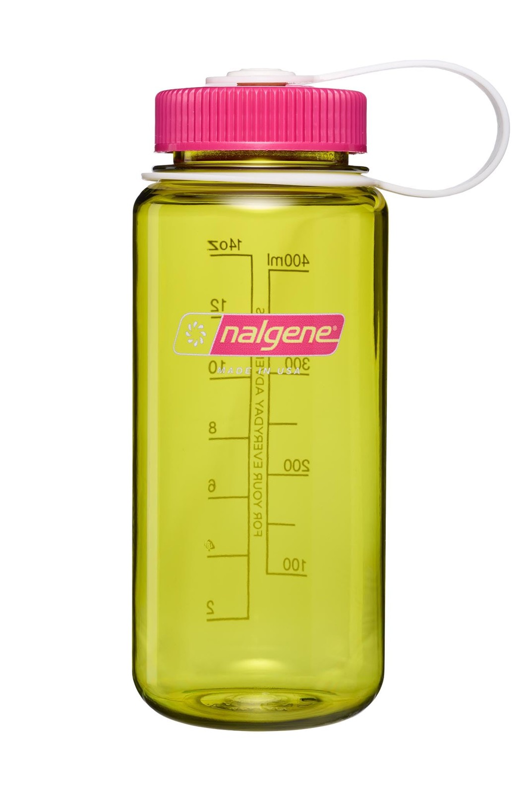 Nalgene 16oz Wide Mouth Water Bottle BPA-Free USA Made, Endive + Fuchsia