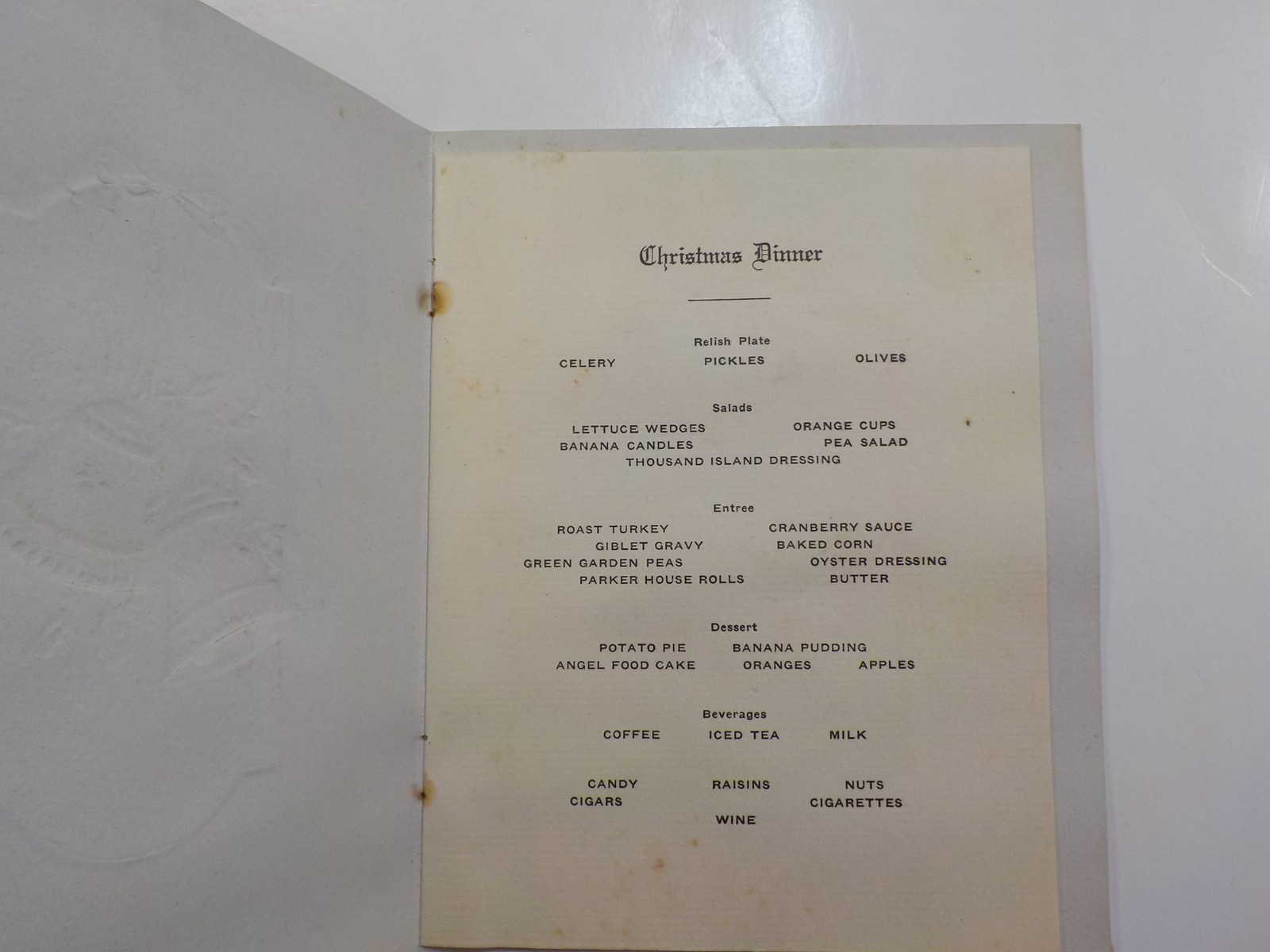 Red Fort Text WW2 Christmas Menu 80th Airborne Anti-Aircraft Battalion Fort Bragg ...