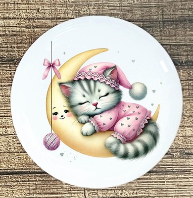 KITTY CAT SLEEPING CLOUD STARS MOON White ceramic knob kitchen cabinet STYLE 2