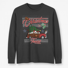 Buc-ee s Christmas In Texas Long Sleeve Tee Black Santa Truck Graphic Adult Larg