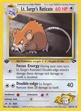 Lt. Surge's Raticate 1st Edition Uncommon Gym Challenge 53/132 NM