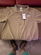 Nike Jarritos Beige Dri-FIT Short Sleeve Button-Down Shirt Khaki Size M Unisex