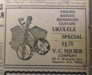 APR 29, 1929 NEWSPAPER PAGE #2495- V.C. SQUIRE COMPANY, BANJOS, BATTLE CREEK, MI