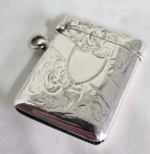 Antique sterling silver vesta match case. Birmingham 1902. William Hair Haseler 