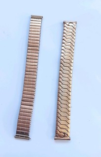 2 Vintage Rolled Gold Expandable Watch Straps Excalibur 18mm Fixoflex 16mm