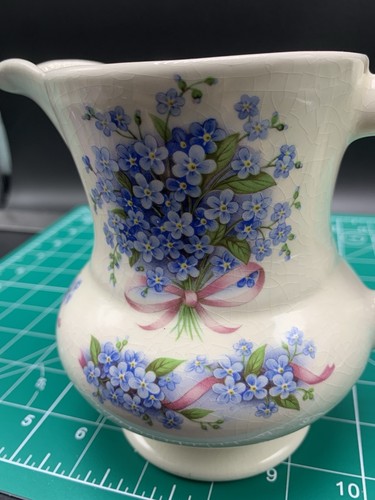 BURLEIGH IRONSTONE Staffordshire England Blue FLORAL Creamer - Picture 5 of 21