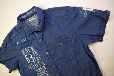 Camp David Shirt Hemd Shortsleeve Maglia Sommer Urlaub Freizeit Button Up Logo S