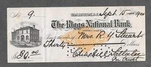 1900 Washington DC Bank Check RN-X7 "Bank"