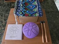 Steel Tongue Hand Drum 3 Inch 6 Notes Percussion for Meditation Bag Sticks Box