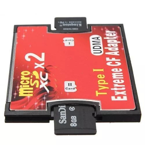 Adaptateur DEUX CARTES MicroSDXC SDHC SD 3.0 vers Compact Flash CF - 128GB Max - Picture 3 of 4