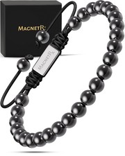 Hematite Beaded Magnetic Bracelets Classic 6mm One Size, 6mm Bead, Adult