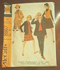 Vtg 1967 McCall's Sewing Pattern Women's Jacket,vest,Pants Or skirt Sz. 10 Uncut