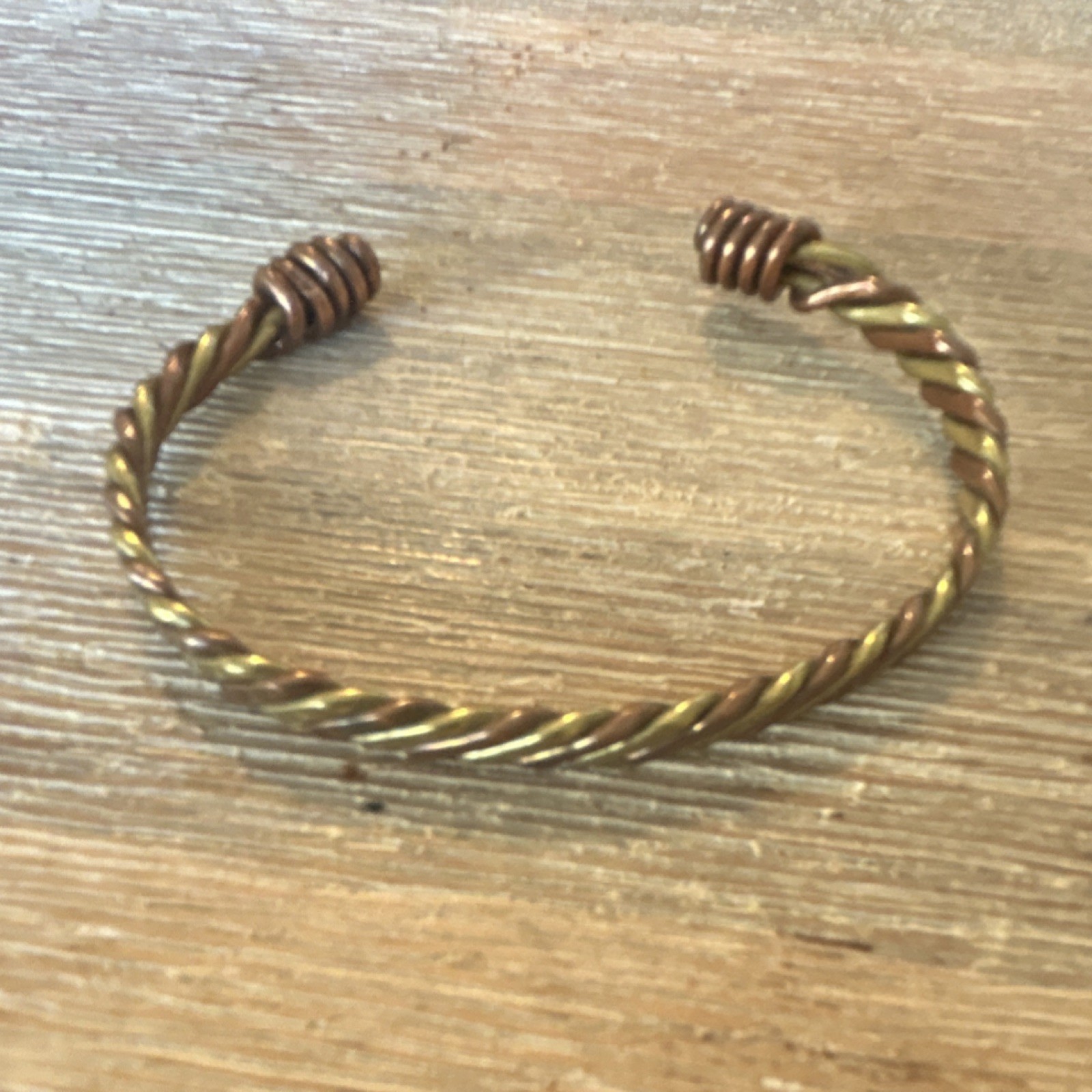 Twisted Copper Cuff Bracelet Adjustable Open Desi… - image 1