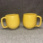 2 Vtg Frankoma Pottery Grand Mugs Yellow 4M Large Coffee Tea Hot Chocolate 30 oz