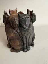 Marsha McCarthy Cat Candle Holder Pillar Signed Decor Art Figurine Cat Decor
