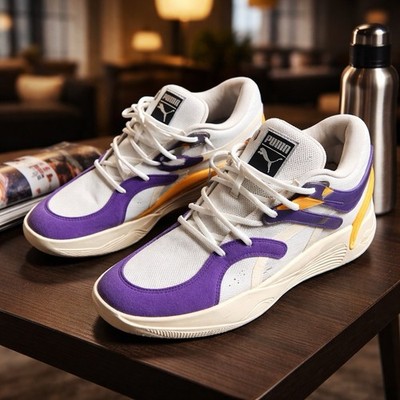 PUMA Trc Blaze Court Basketball  Mens White Sneakers - LA Lakers-  376582 SZ 10