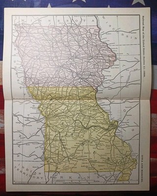 ~1898 Eisenbahnkarte IOWA & MISSOURI alle Zugstrecken Linien Depots markiert 9''x 11'' 