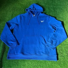 Reebok Long Sleeve Kangaroo Pocket Basic Blue Hoodie Pullover Sweatshirt Size L