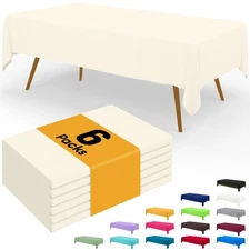 Disposable Table Cloth - 6 Pack, 54 x 108 Inch Waterproof Rectangle Tableclot...