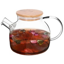 Glass Teapot Loose Tea Leaf Filter Coffee Herbal Pot Jug with Strainer Large 1L