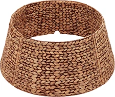 Rattan Christmas Tree Collar – Wicker Tree Skirt & Stand Base Cover (Brown Wash,